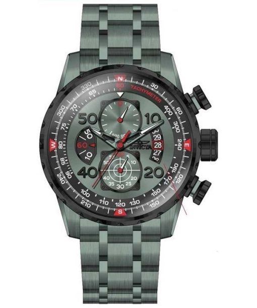 Invicta Aviator Chronograph Stainless Steel Green Dial Quartz 40703 100M Men's Watch