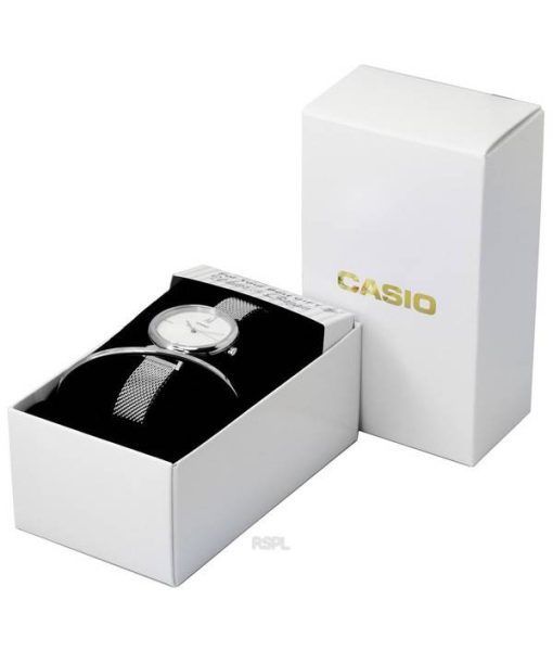 Casio Analog Stainless Steel White Dial Quartz LTP-2023VM-7C LTP2023VM-7C Women's Watch With Gift Set