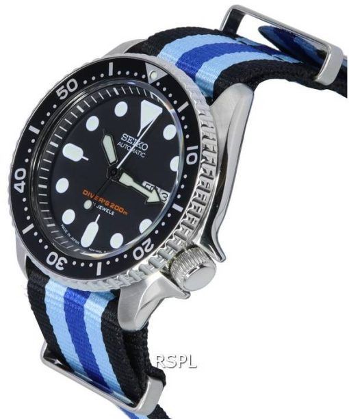 Seiko Black Dial Automatic Diver's SKX007J1-var-NATO20 200M Men's Watch