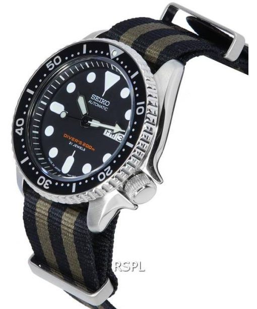 Seiko Black Dial Automatic Diver's SKX007J1-var-NATO21 200M Men's Watch