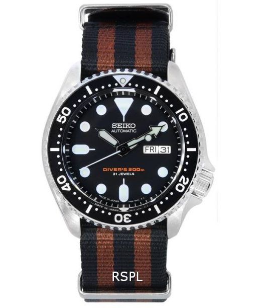 Seiko Black Dial Automatic Diver's SKX007J1-var-NATO22 200M Men's Watch