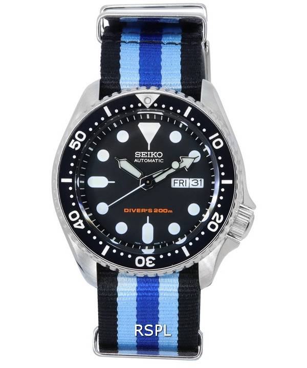 Seiko Black Dial Automatic Diver's SKX007K1-var-NATO20 200M Men's Watch