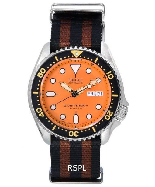 Seiko Orange Dial Automatic Diver's SKX011J1-var-NATO22 200M Men's Watch