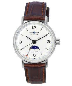 Zeppelin LZ 129 Hindenburg Leather Strap Moon Phase Beige Dial Quartz 80775 Men's Watch