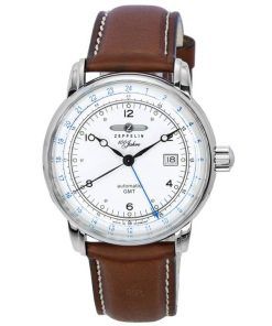 Zeppelin 100 Jahre GMT Leather Strap Silver Dial Automatic 86661 Men's Watch