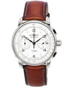 Zeppelin 100 Jahre Chronograph Leather Strap White Dial Quartz 86761 Men's Watch