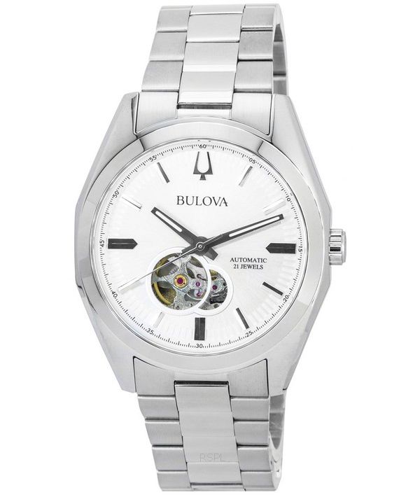 Bulova Surveyor Expansion Open Heart Silver Dial Automatic 96A274 Men's Watch