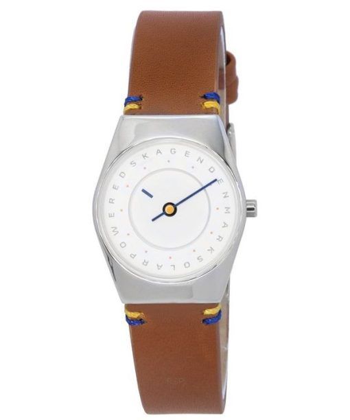 Skagen Grenen Lille Solar Hola Light Brown Leather Strap White Dial SKW3086 Women's Watch