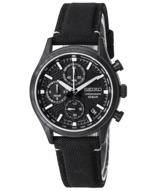 Seiko Conceptual Chronograph Nylon Strap Black Dial Quartz SSB421P1 100M Men's Watch