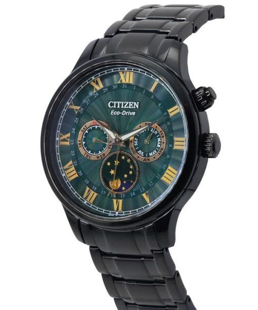 Citizen Eco-Drive Moonphase Stainless Steel Multifunction Green Dial AP1055-87X Men's Watch