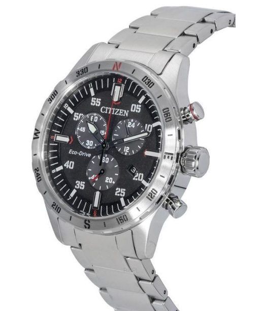 Citizen Eco-Drive Chronograph Stainless Steel Black Dial AT2520-89E 100M Men's Watch