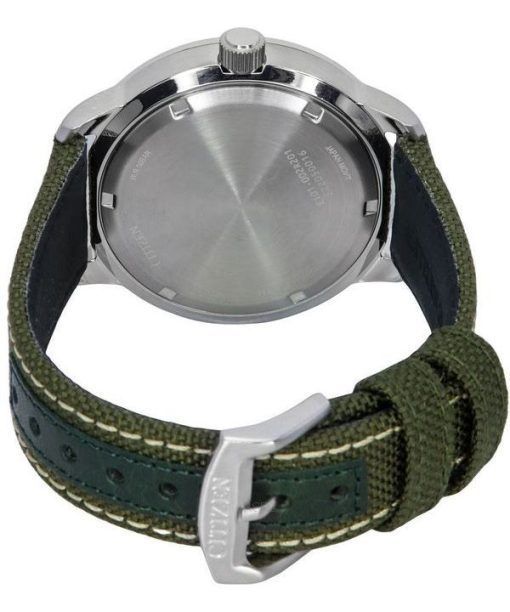 Citizen Urban Eco-Drive Green Nylon Strap Black Dial BM8590-10E 100M Men's Watch