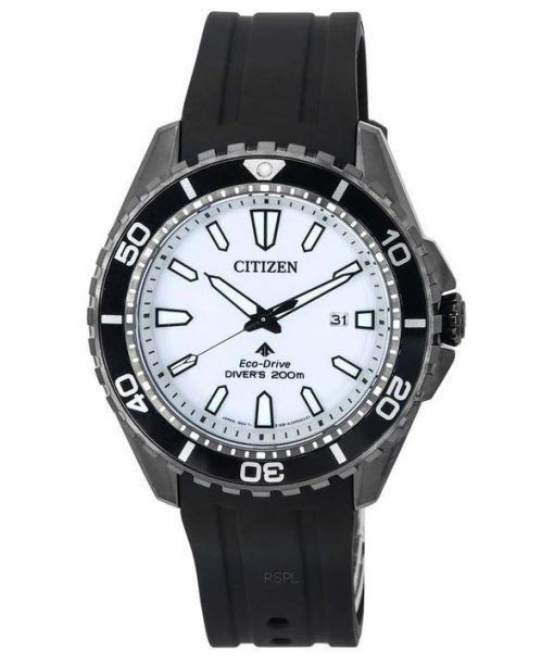 Citizen Promaster Marine Rubber Strap White Dial Eco-Drive Diver's BN0197-08A 200M Men's Watch