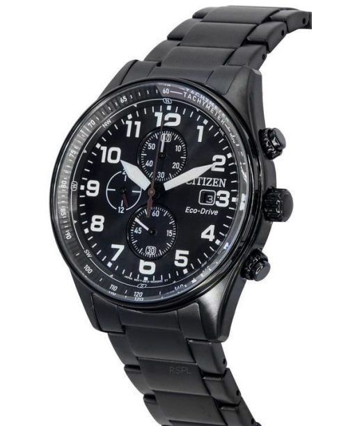 Citizen Eco-Drive Chronograph Stainless Steel Black Dial CA0775-79E 100M Men's Watch