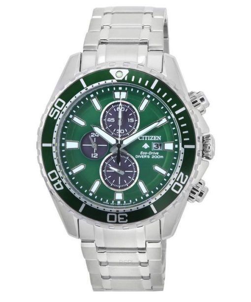 Citizen Promaster Chronograph Green Dial Eco-Drive Diver's CA0820-50X 200M Men's Watch