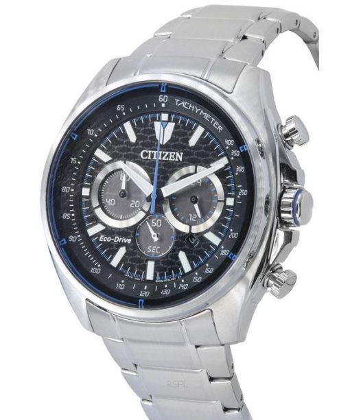 Citizen Eco-Drive Chronograph Stainless Steel Black Dial CA4560-81E 100M Men's Watch