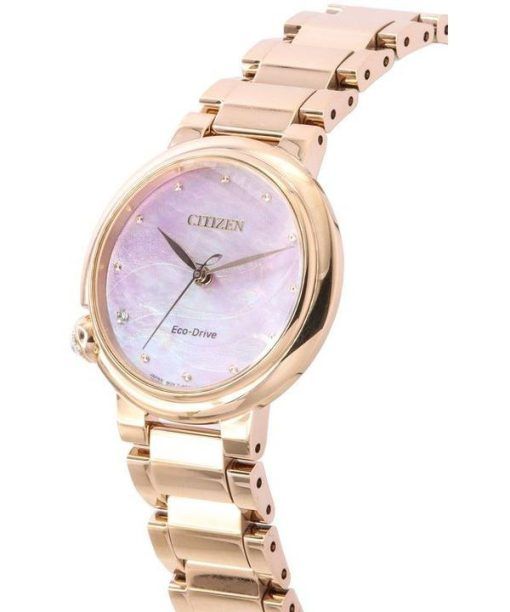 Citizen Eco-Drive Diamond Accents Rose Gold Stainless Steel Mother Of Pearl Dial EM0917-81Y Women's Watch