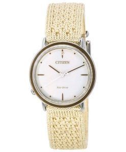 Citizen L Ambiluna Diamond Accent Beige Dial Eco-Drive EM1006-40A Women's Watch With Extra Mesh Bracelet