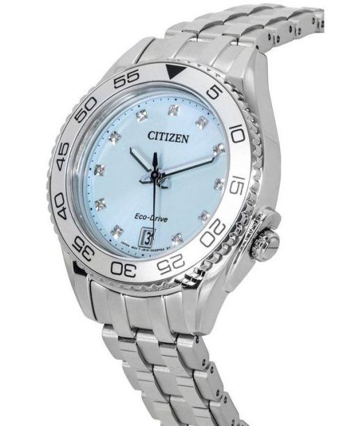 Citizen Carson Eco-Drive Carson Diamond Accents Stainless Steel Light Blue Dial FE6161-54L 100M Women's Watch