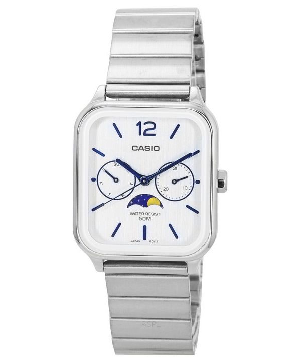 Casio Standard Analog Moon Phase Silver Dial Quartz MTP