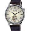Citizen Calf Leather Strap Open Heart Ivory Dial Automatic NH9130-17A Men's Watch