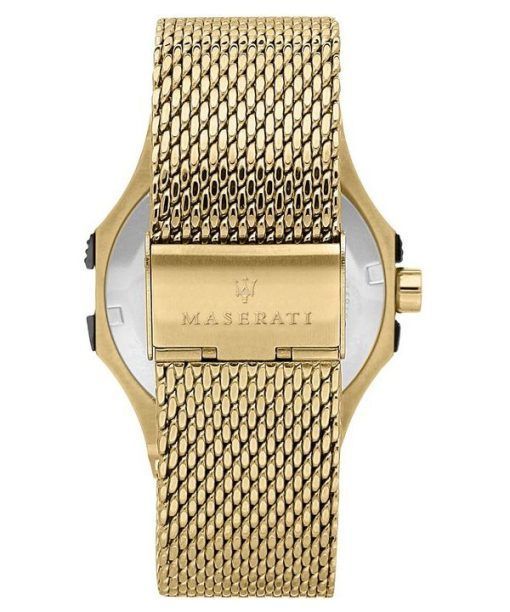 Maserati Potenza Gold Tone Stainless Steel Black Dial Quartz R8853108006 100M Mens Watch