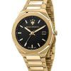 Maserati Stile Gold Tone Stainless Steel Black Dial Quartz R8853142004 100M Mens Watch