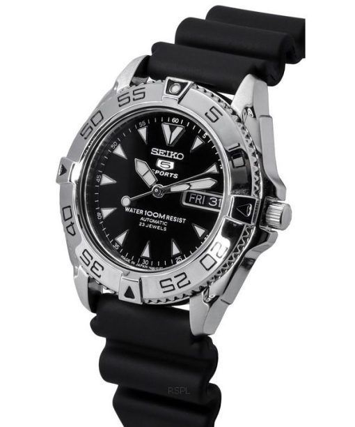 Seiko 5 Sports Rubber Strap Black Dial Automatic SNZB33J2 100M Men's Watch