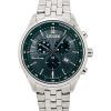Citizen Classic Corso Eco-Drive Chronograph Stainless Steel Green Dial AT2149-85X 100M Mens Watch
