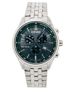 Citizen Classic Corso Eco-Drive Chronograph Stainless Steel Green Dial AT2149-85X 100M Mens Watch