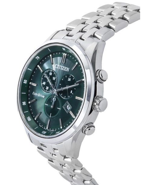 Citizen Classic Corso Eco-Drive Chronograph Stainless Steel Green Dial AT2149-85X 100M Mens Watch