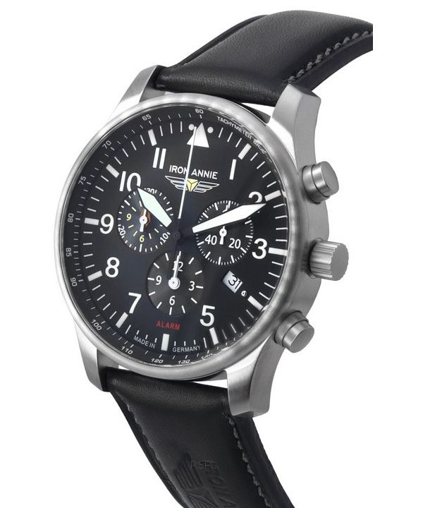 Iron Annie F13 Tempelhof Chronograph Leather Strap Black Dial Quartz 56822 100M Mens Watch