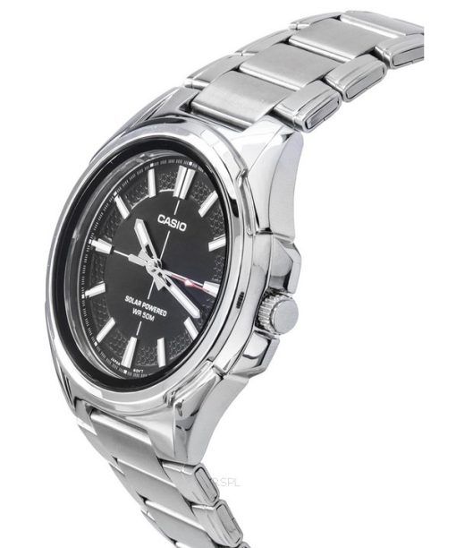 Casio Standard Analog Stainless Steel Black Dial Solar Powered MTP-RS100D-1A Mens Watch