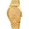 Seiko 5 Gold Tone Jubilee Bracelet Gold Dial 21 Jewels Automatic SNKC12J1 Mens Watch