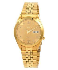 Seiko 5 Gold Tone Jubilee Bracelet Gold Dial 21 Jewels Automatic SNKC12J1 Mens Watch