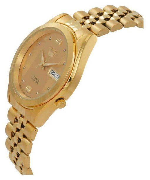 Seiko 5 Gold Tone Jubilee Bracelet Gold Dial 21 Jewels Automatic SNKC12J1 Mens Watch