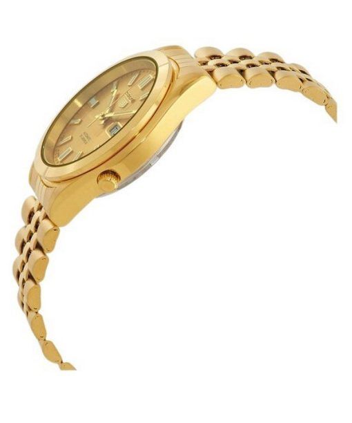 Seiko 5 Gold Tone Jubilee Bracelet Gold Dial 21 Jewels Automatic SNKF82J1 Mens Watch