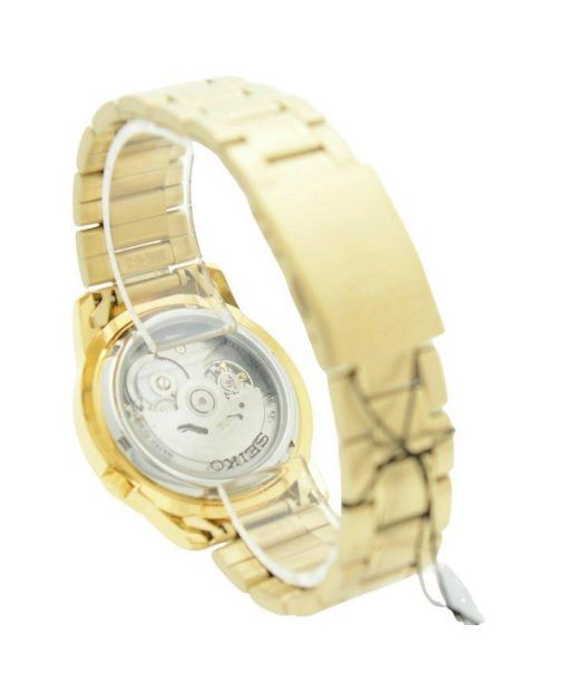 Seiko 5 Gold Tone Stainless Steel Gold Dial 21 Jewels Automatic SNKK20K1 Mens Watch
