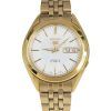 Seiko 5 Gold Tone Stainless Steel White Dial 21 Jewels Automatic SNKL26K1 Mens Watch