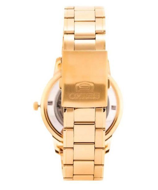 Seiko 5 Gold Tone Stainless Steel Gold Dial 21 Jewels Automatic SNKN62K1 Mens Watch