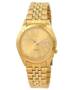 Seiko 5 Gold Tone Jubilee Bracelet Gold Dial 21 Jewels Automatic SNXC38J5 Mens Watch