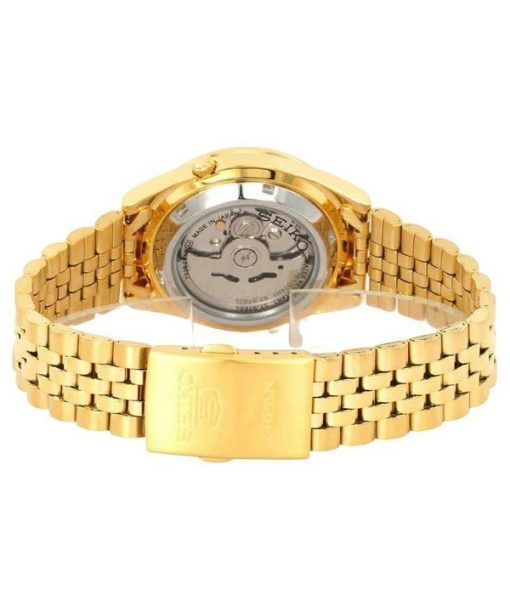 Seiko 5 Gold Tone Jubilee Bracelet Gold Dial 21 Jewels Automatic SNXC38J5 Mens Watch
