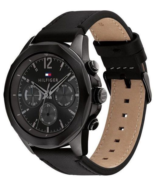Tommy Hilfiger LARS Leather Strap Multifunction Black Dial Quartz 1792062 Mens Watch