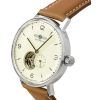 Zeppelin LZ129 Hindenburg Leather Strap Open Heart Beige Dial Automatic 80665N Mens Watch