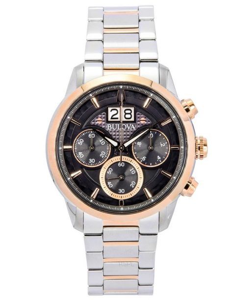Bulova Classic Sutton Chronograph Two Tone Stainless Steel Grey Dial Quartz 98B335 Mens Watch