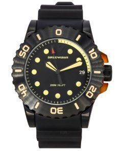 Emporio Armani Aqua Black Polyurethane Strap Black Dial Quartz Divers AR11539 200M Mens Watch