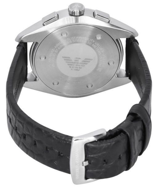 Emporio Armani Claudio Chronograph Black Leather Strap Black Dial Quartz AR11542 Mens Watch