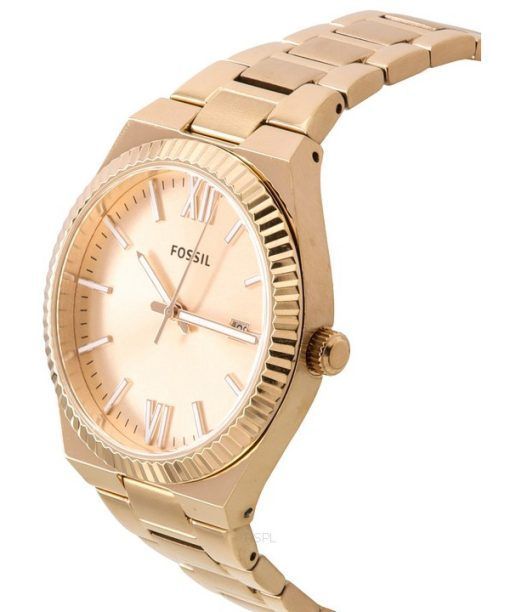 Fossil Scarlette Rose Gold Stainless Steel Rose Gold Sunray Dial Quartz ES5258 Womens Watch