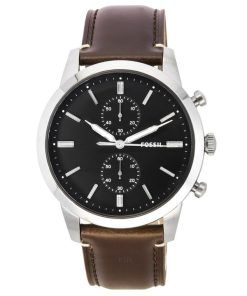 Fossil Townsman Chronograph Brown LiteHide Leather Strap Black Dial Quartz FS5967SET Mens Watch With Gift Set