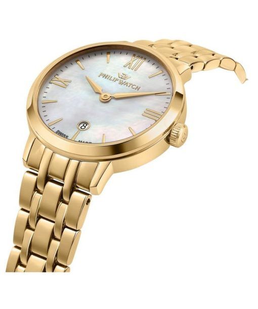 Philip Watch Audrey Gold Tone Stainless Steel Mother Of Pearl Dial Quartz R8253150511 Womens Watch